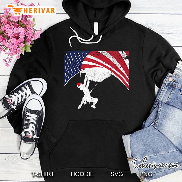 Rock Climb American Flag Rock Climber Santa Hat Hoodie