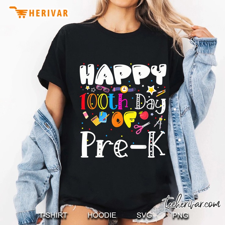 Happy 100 Days Of Pre-K Ladies Tee