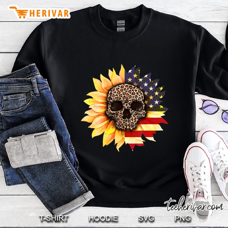 Sunflower Leopard Skull American Flag Sweatshirt