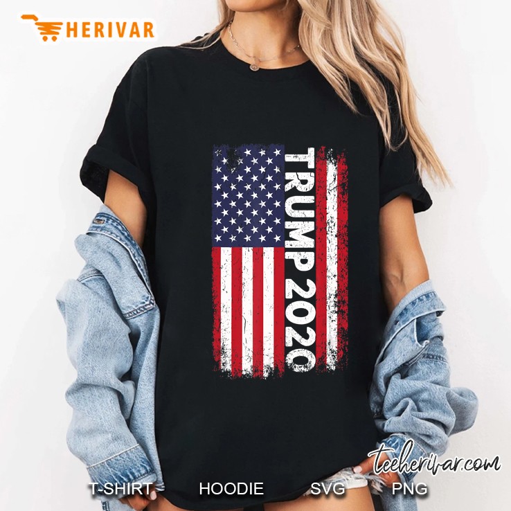 Trump 2020 American Flag Version2 Ladies Tee