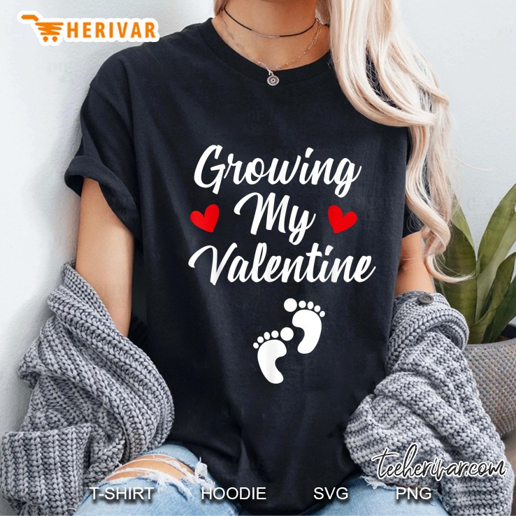 Growing My Valentine Heart Footprint Version2 Ladies Tee