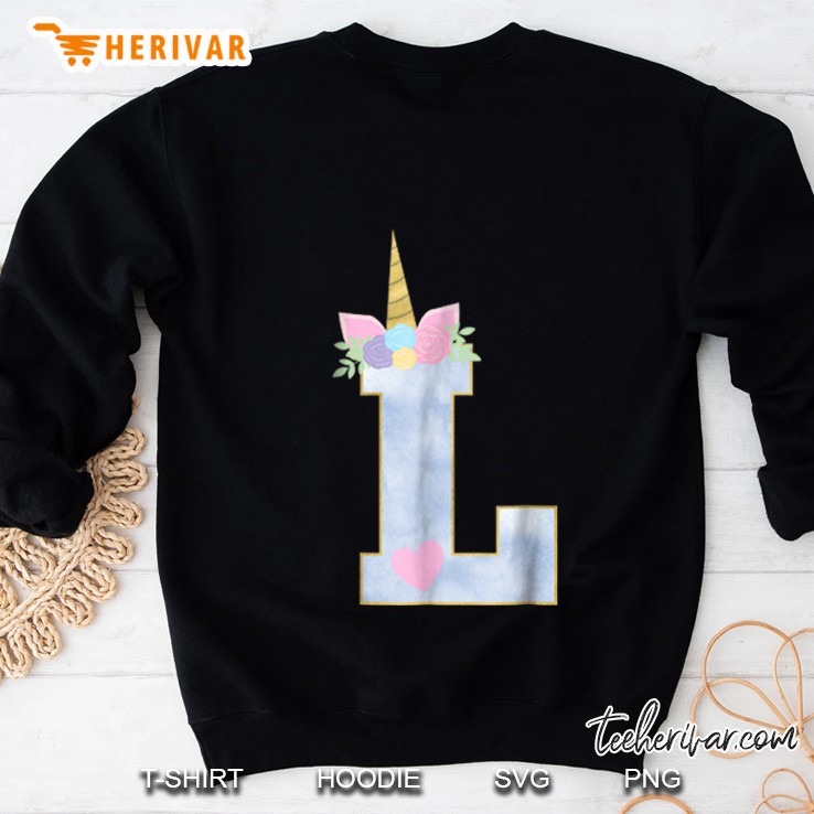 Initial L Unicorn Alphabet Letter Sweatshirt