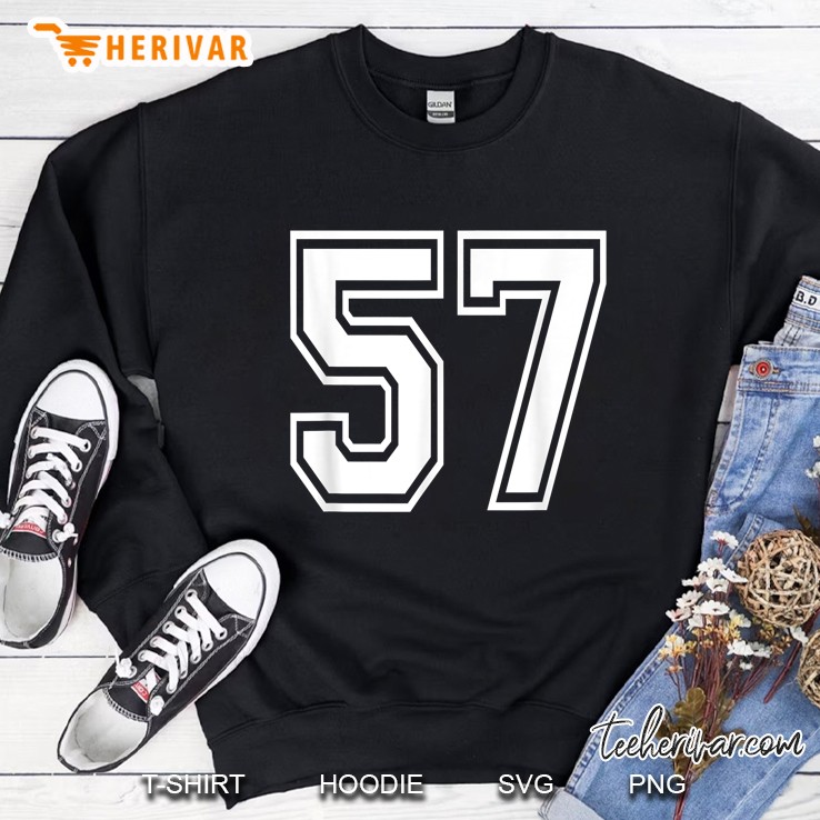 Number 57 Varsity Sports Team Jersey Sweatshirt
