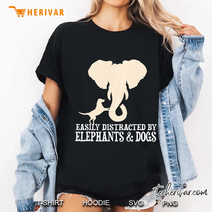 Easily Distracted By Elephants & Dogs Ladies Tee