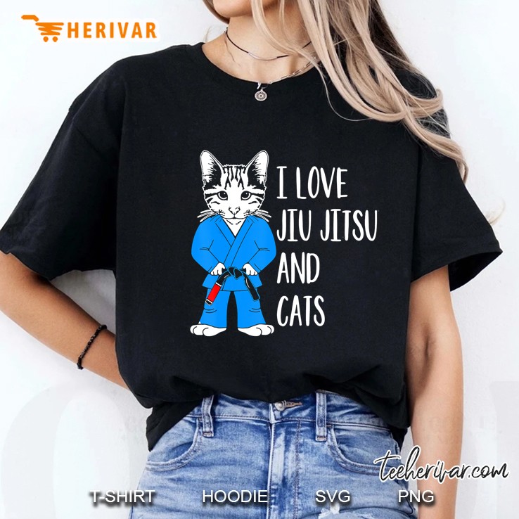 I Love Jiu Jitsu And Cats Ladies Tee