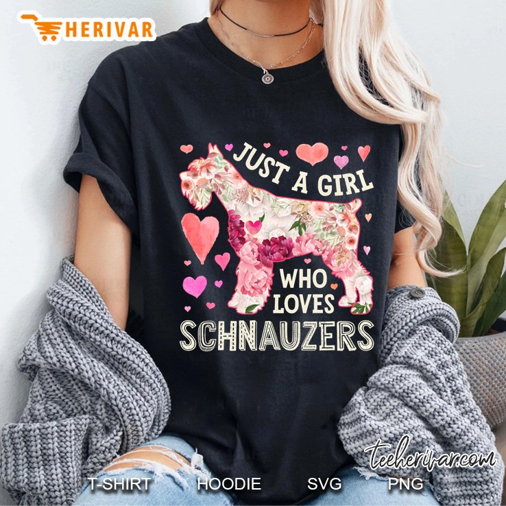 Just A Girl Who Loves Schnauzers Floral Version Ladies Tee