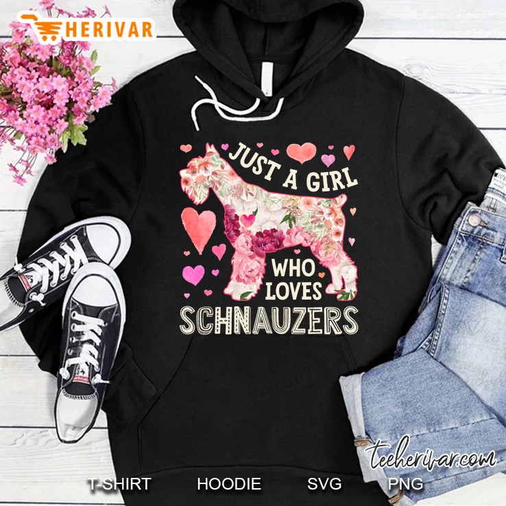 Just A Girl Who Loves Schnauzers Floral Version Hoodie