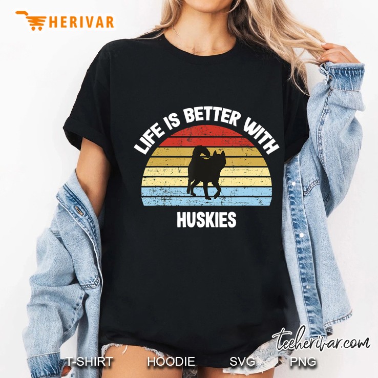 Life Is Better With Huskies Vintage Version Ladies Tee