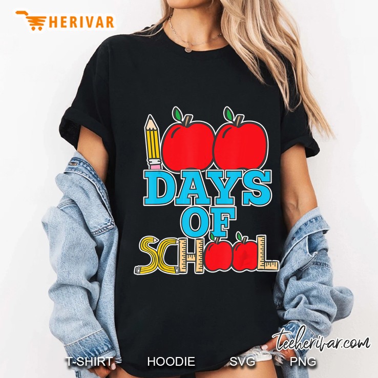 100 Days Of School Apples Version Ladies Tee