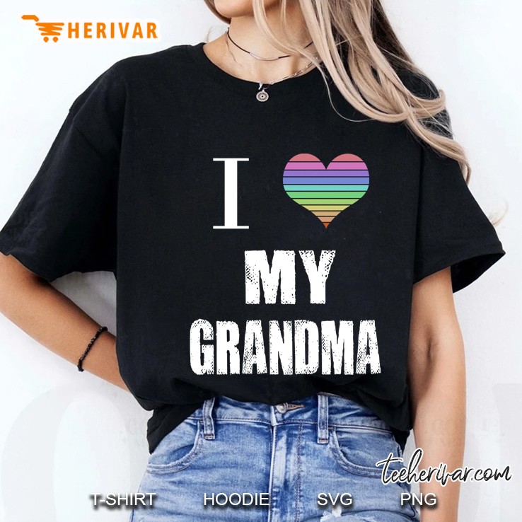 I Love My Grandma Heart Colorful Version Ladies Tee