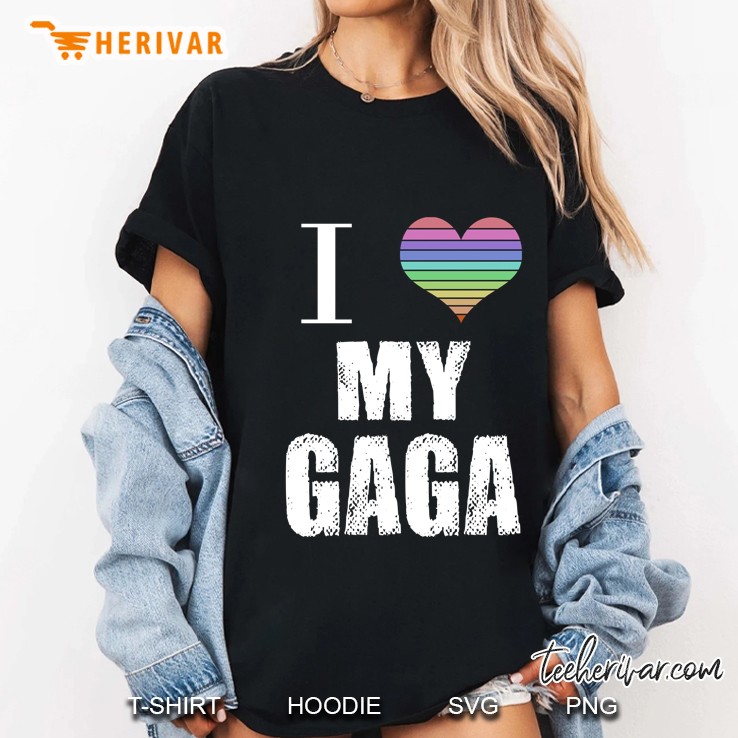 I Love My Gaga Heart Colorful Version Ladies Tee