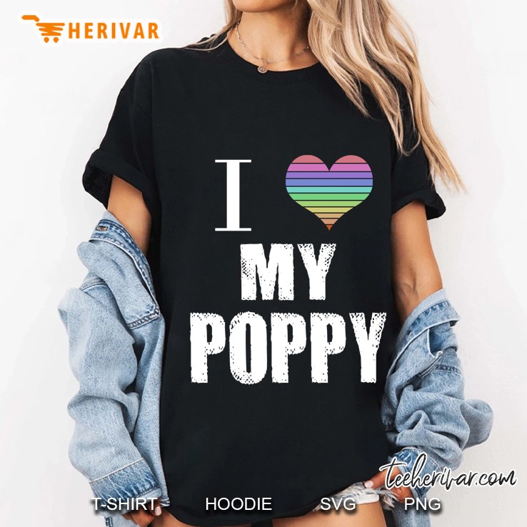 I Love My Poppy Heart Colorful Version Ladies Tee