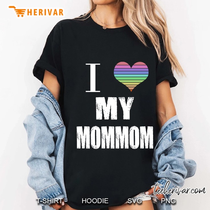 I Love My Mommom Heart Colorful Version Ladies Tee
