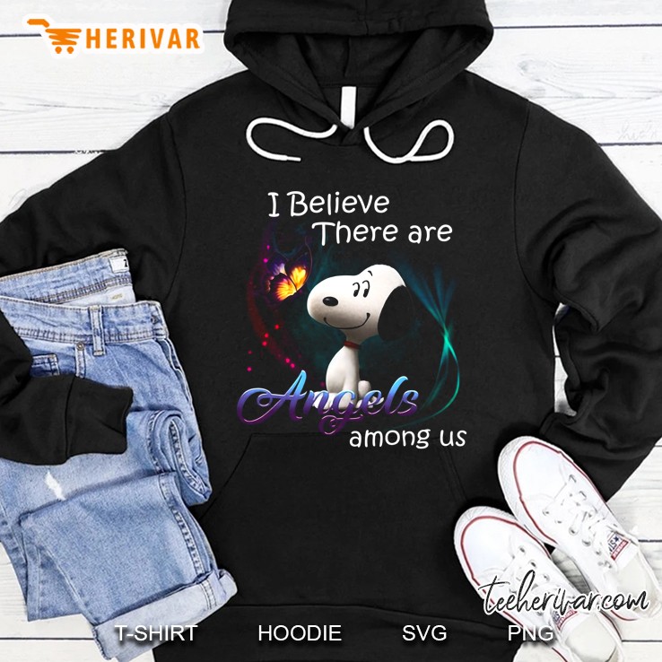 I Believe There Are Angels Among Us Snoopy And Buterfly Black Version Hoodie