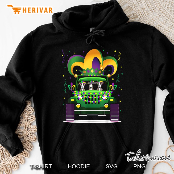 Greyhound Riding Jeep Mardi Gras Hoodie