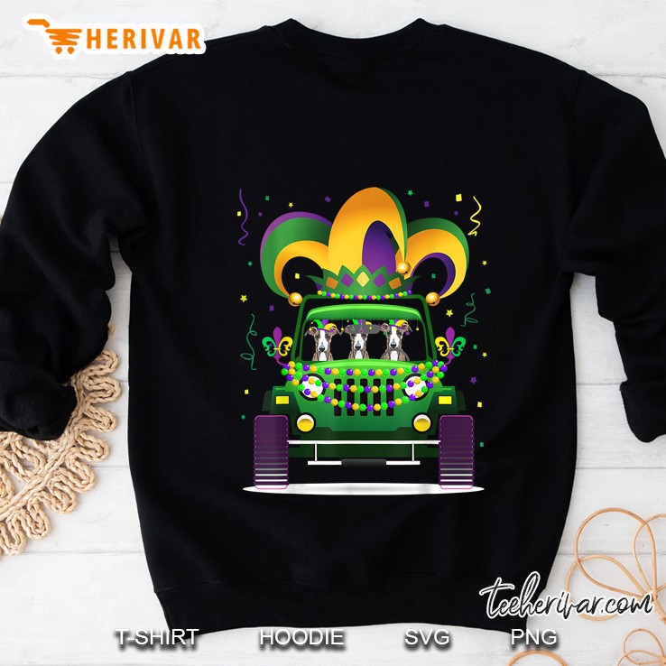 Greyhound Riding Jeep Mardi Gras Sweatshirt