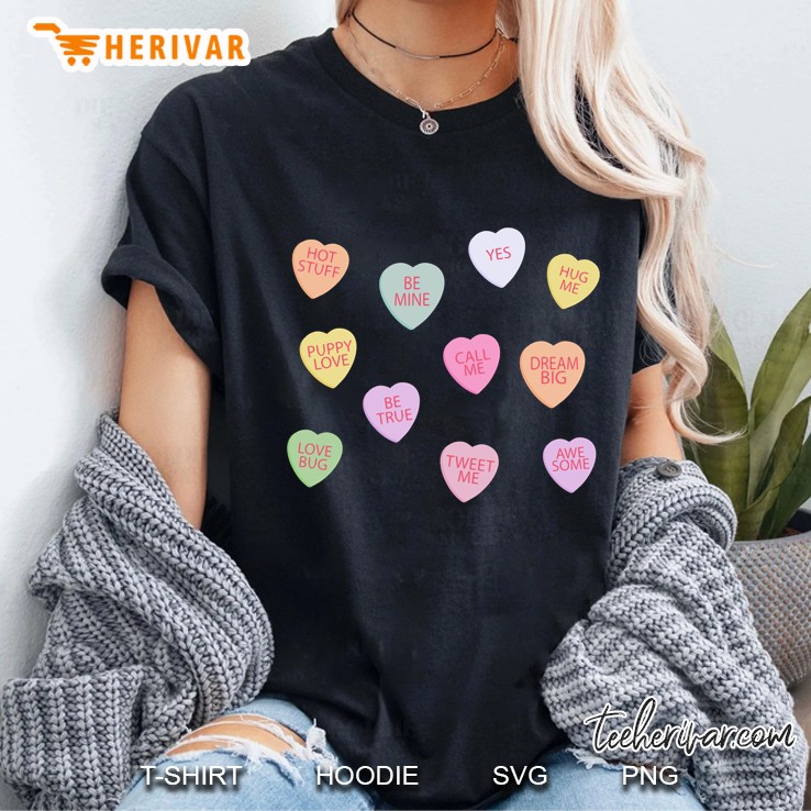 Happy Valentines Day Candy Conversation Hearts Ladies Tee