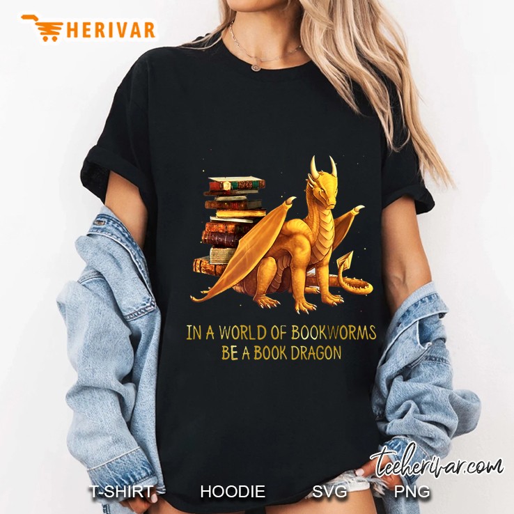 In A World Of Bookworms Be A Book Dragon Gold Ladies Tee