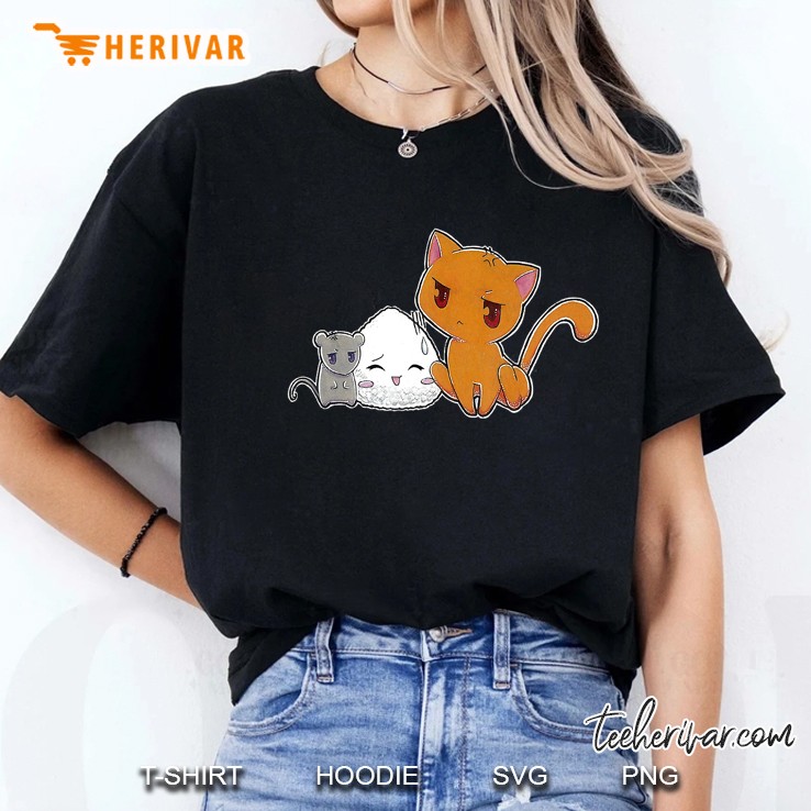 Cute Onigiri Cat & Mouse Ladies Tee