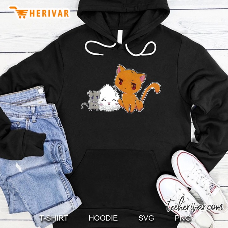 Cute Onigiri Cat & Mouse Hoodie