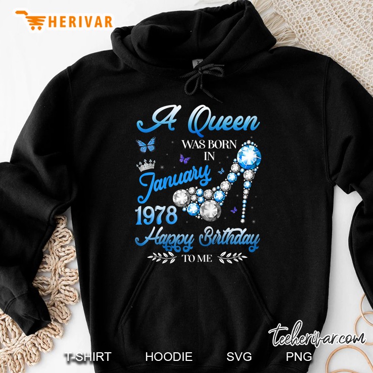 A Queen Was Born In January 1978 Happy Birthday Diamond High Heels Version Hoodie