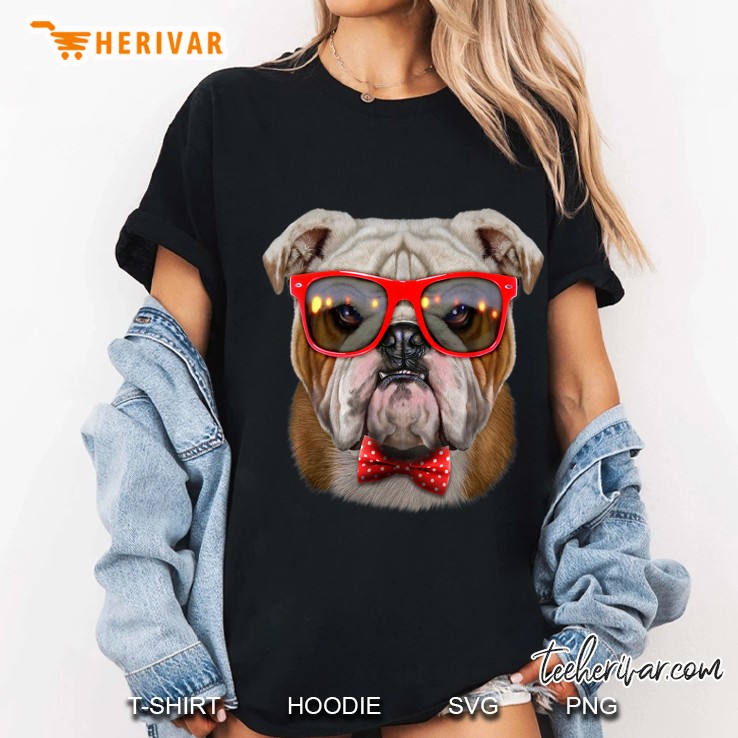 Grumpy English Bulldog With Glasses Version Ladies Tee