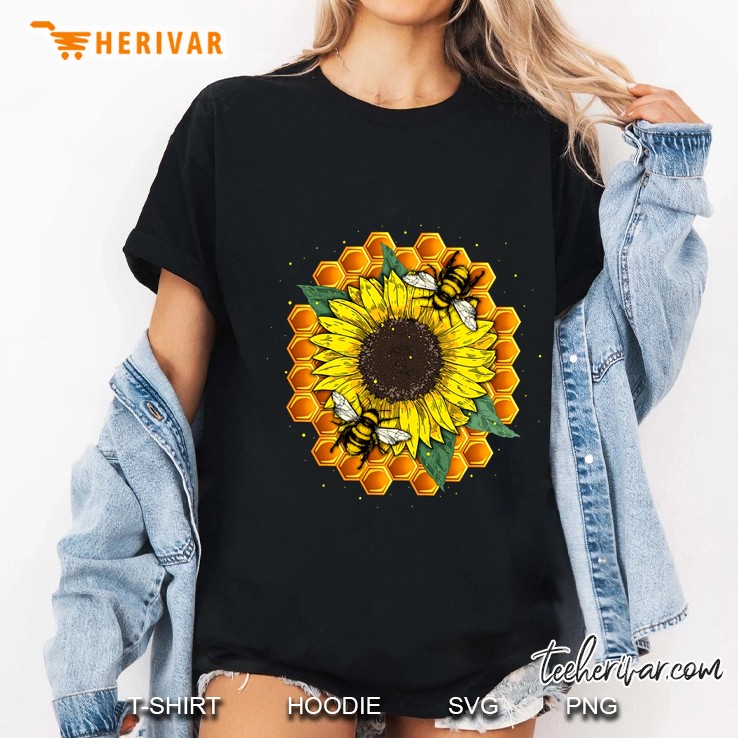 Sunflower With Bee Ladies Tee