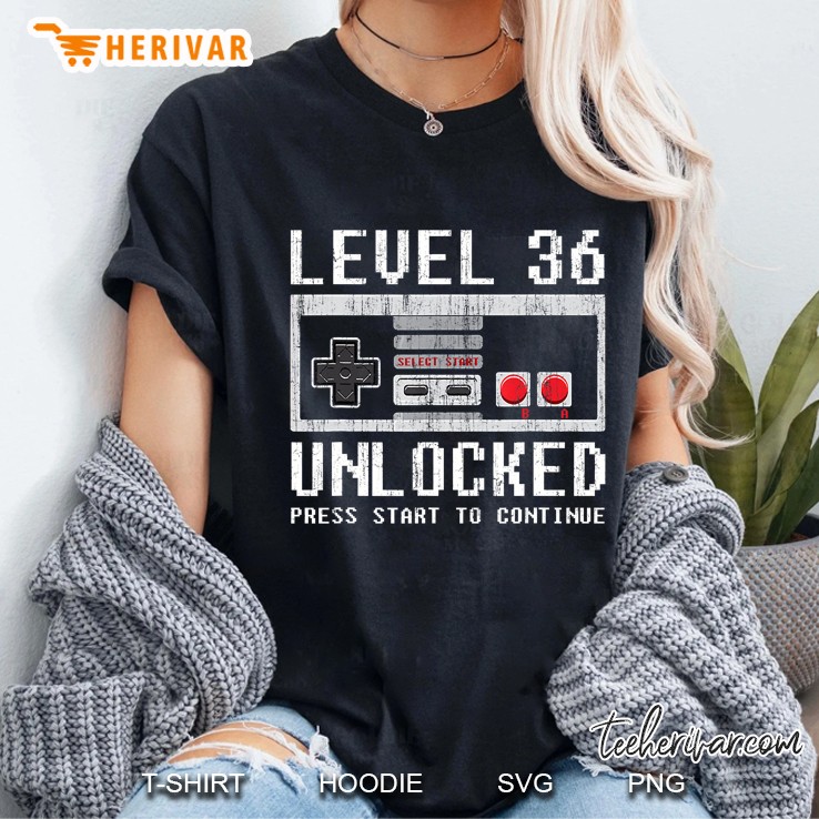 Level 36 Unlocked Press Start To Continue Ladies Tee