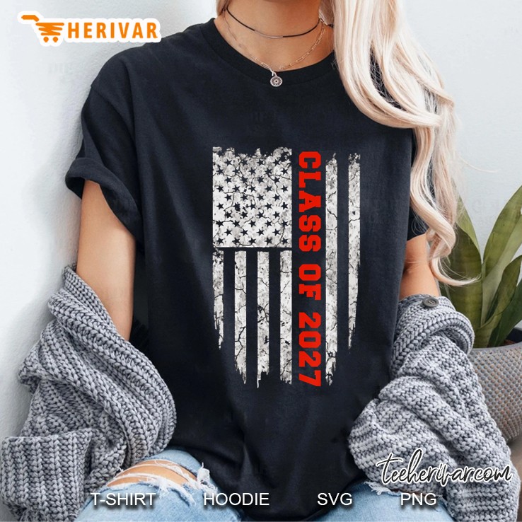 Class Of 2027 American Flag Version Ladies Tee