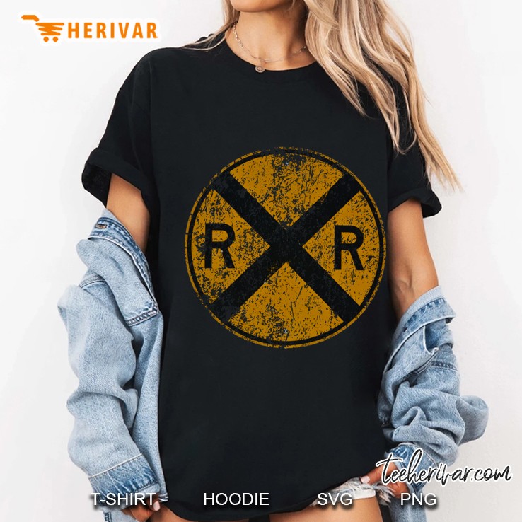 Distressed Railroad Crossing Sign Ladies Tee