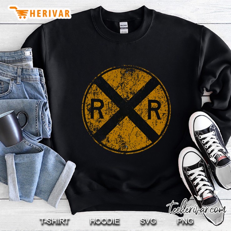 Distressed Railroad Crossing Sign Sweatshirt
