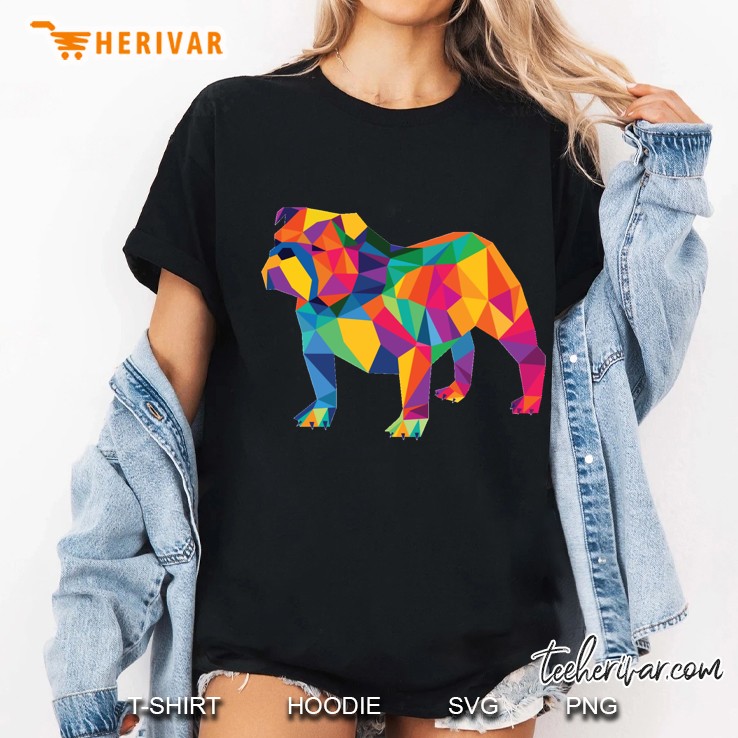 English Bulldog Geo Fractal Crew Ladies Tee