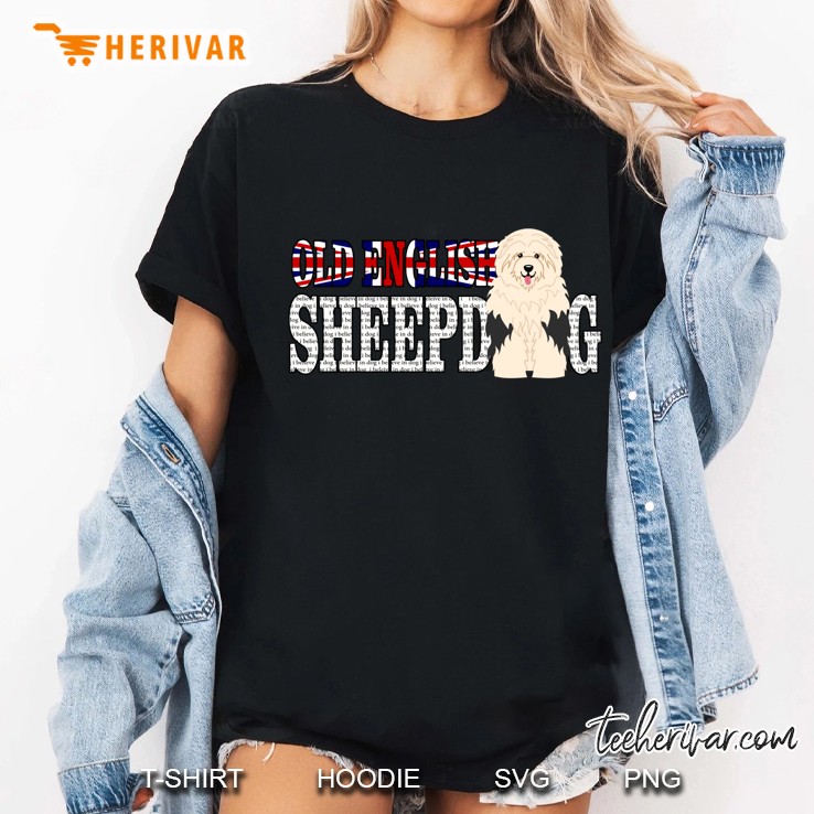 Old English Sheepdog British Flag Version Ladies Tee