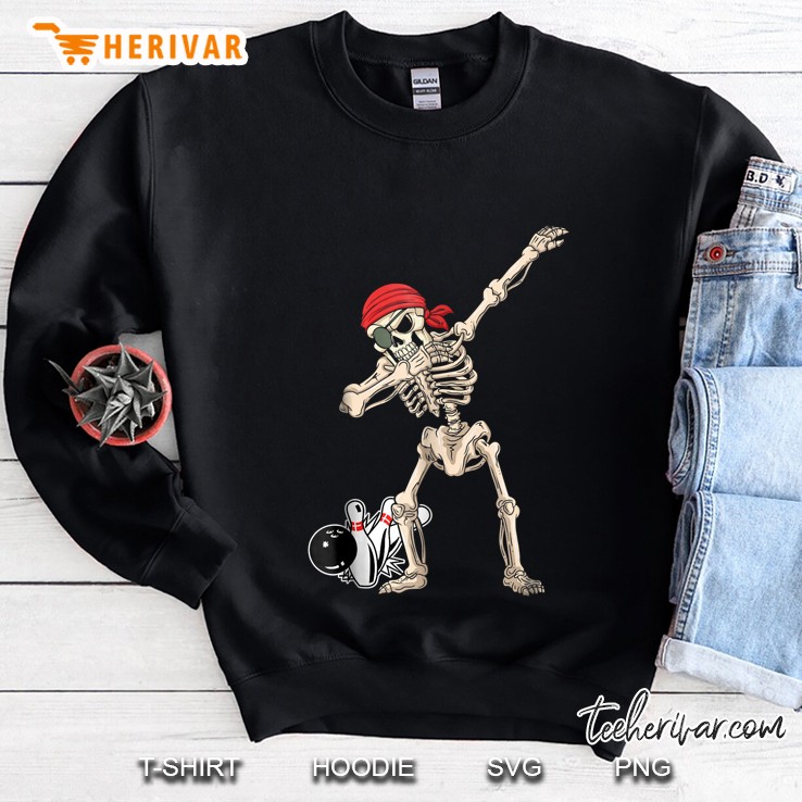 Dabbing Red Scarf Pirate Skeleton And Bowling Sweatshirt