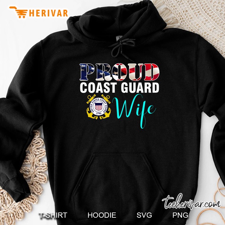 Proud Coast Guard Wife American Flag Version Hoodie