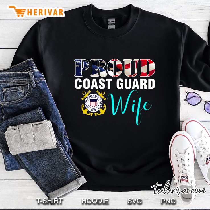 Proud Coast Guard Wife American Flag Version Sweatshirt