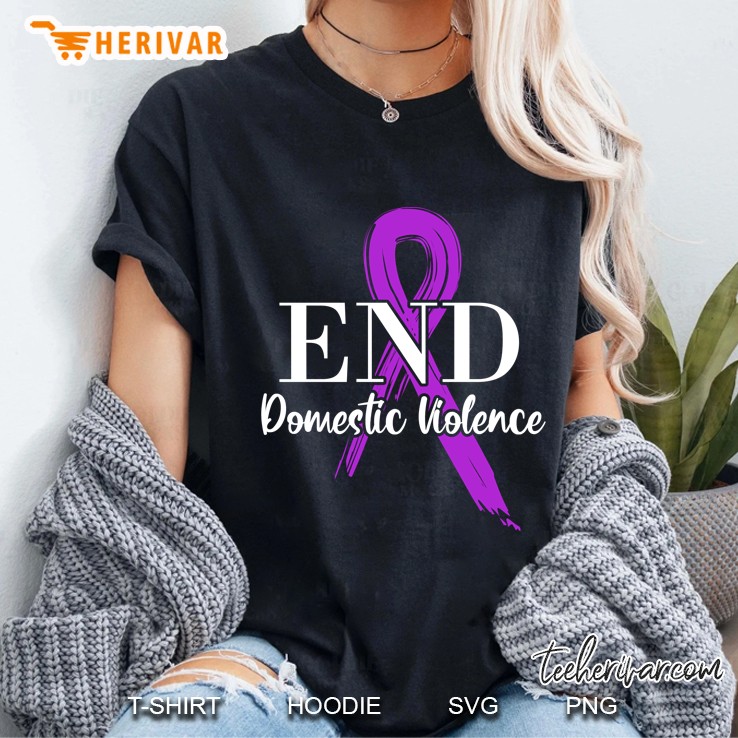 End Domestic Violence Purple Ribbon Ladies Tee