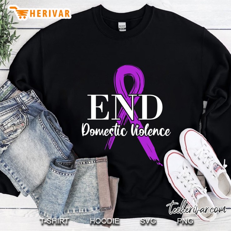 End Domestic Violence Purple Ribbon Sweatshirt