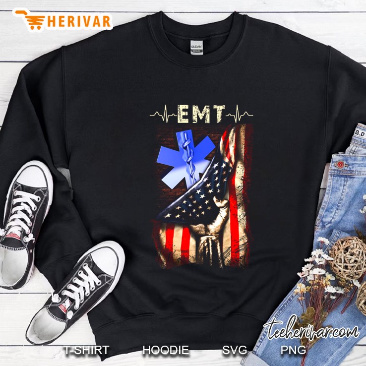 Proud EMT American Flag Back Version Sweatshirt