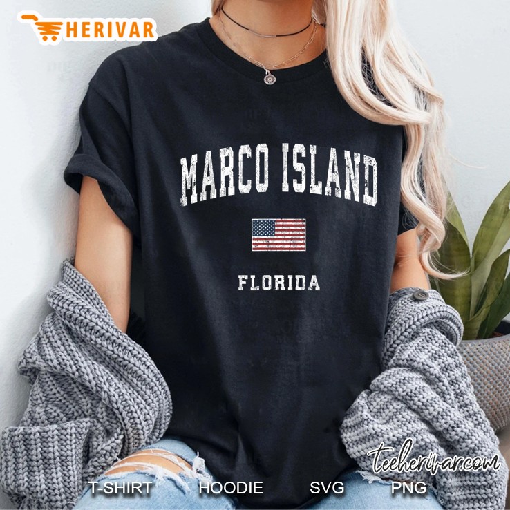 Marco Island Florida American Flag Version Ladies Tee