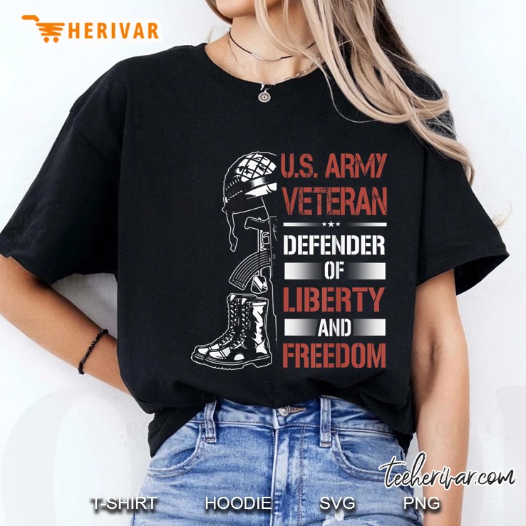 US Army Veteran Defender Of Liberty And Freedom Version2 Ladies Tee
