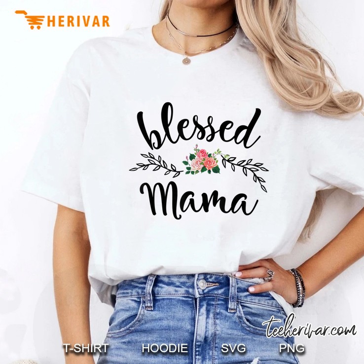Blessed Mama Floral Ornament Version Ladies Tee