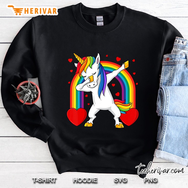Dabbing Unicorn Hearts Rainbow Sweatshirt
