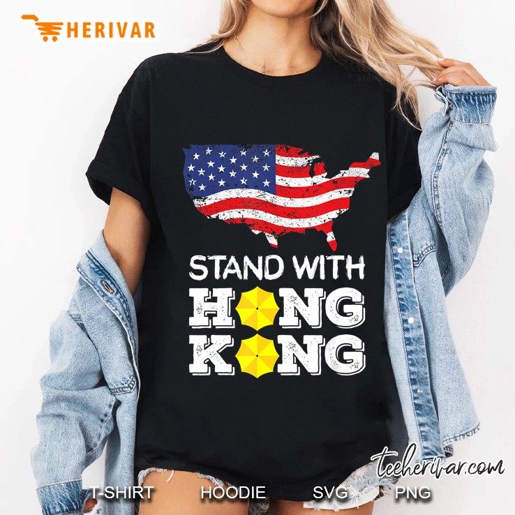 Stand With Hong Kong American Flag Version Ladies Tee
