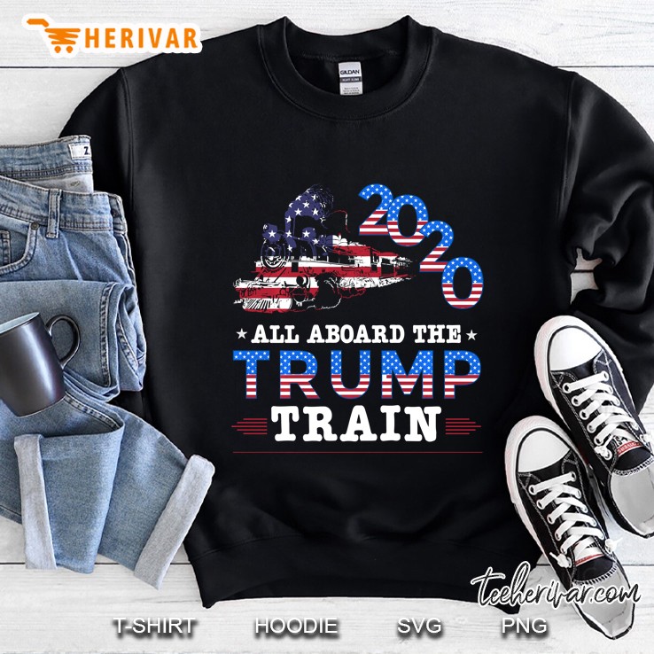 2020 All Aboard The Trump Train American Flag Version2 Sweatshirt