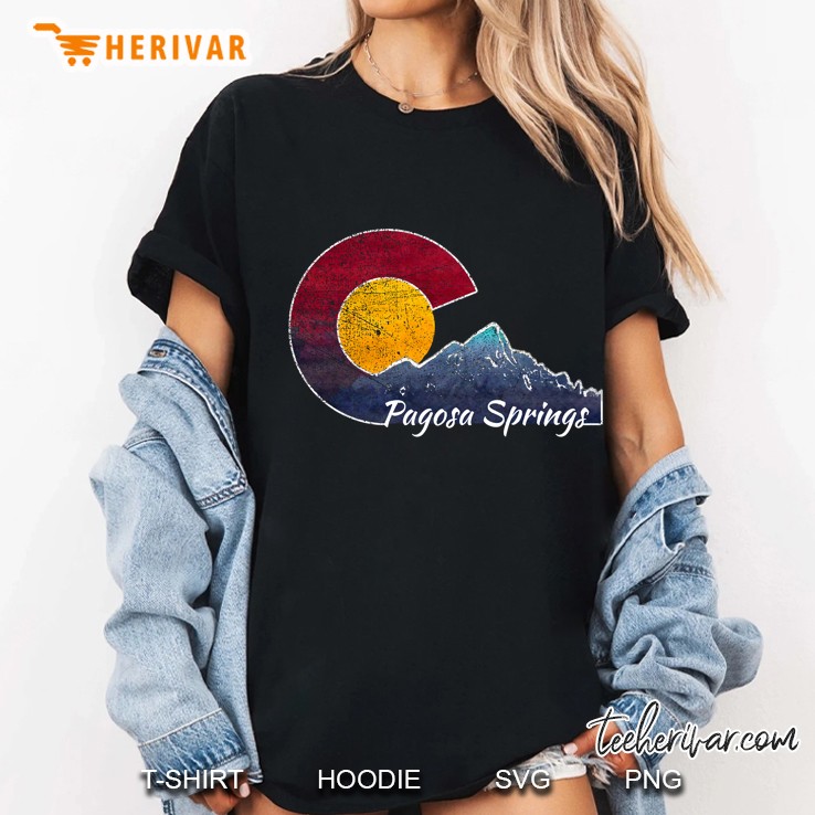 Pagosa Springs Colorado Flag Moutain Version Ladies Tee