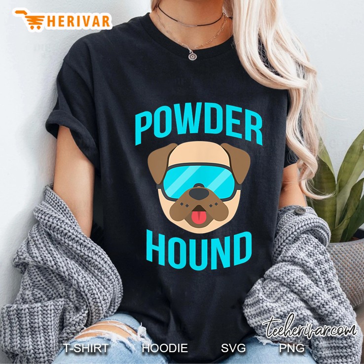 Powder Hound Ski And Snowboard Pug Emoticon Ladies Tee