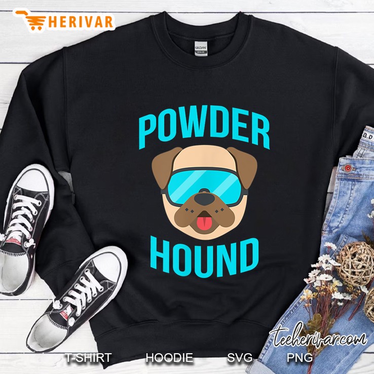 Powder Hound Ski And Snowboard Pug Emoticon Sweatshirt