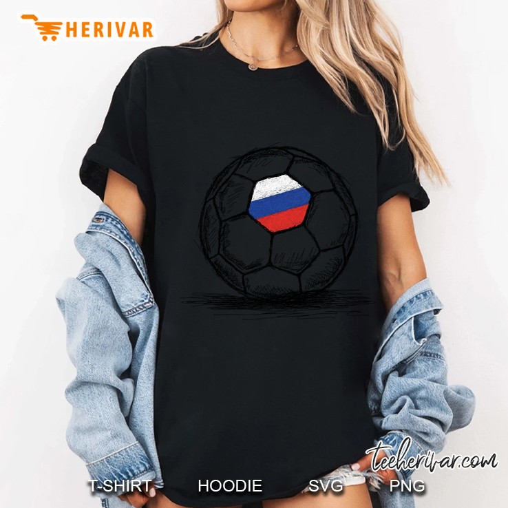 Russian Flag On Soccer Ball Ladies Tee