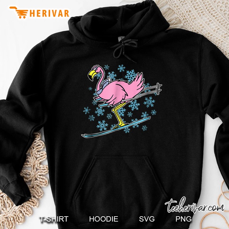 Skiing Flamingo Hoodie